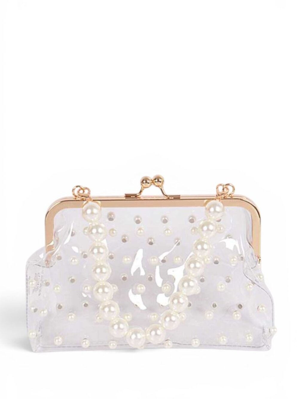 BNWT Brand New Transparent Pearl Studs Top Handle Stadium Bag, Cleared Bag